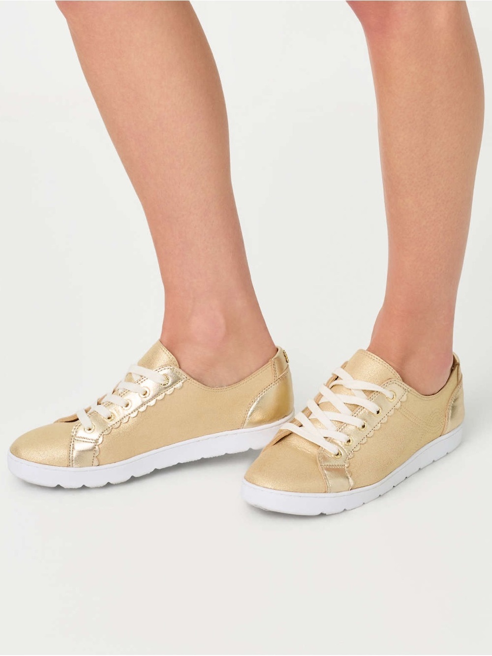 Lilly Pulitzer The Lilly Gold Metallic Leather Lace Up Sneakers Size  9M